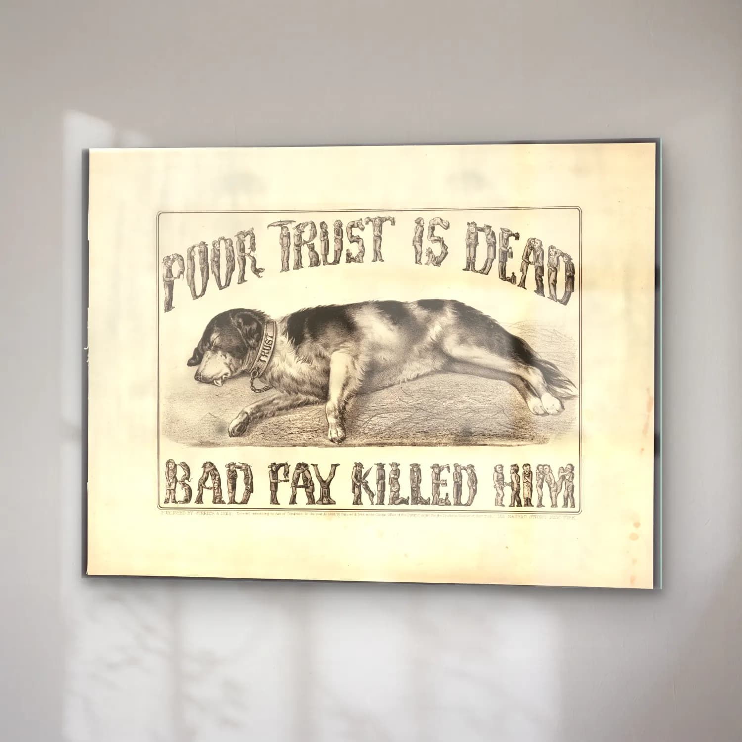 Vintage Poster Köpek No. 8 cam tablo — sağ açıdan görünüm