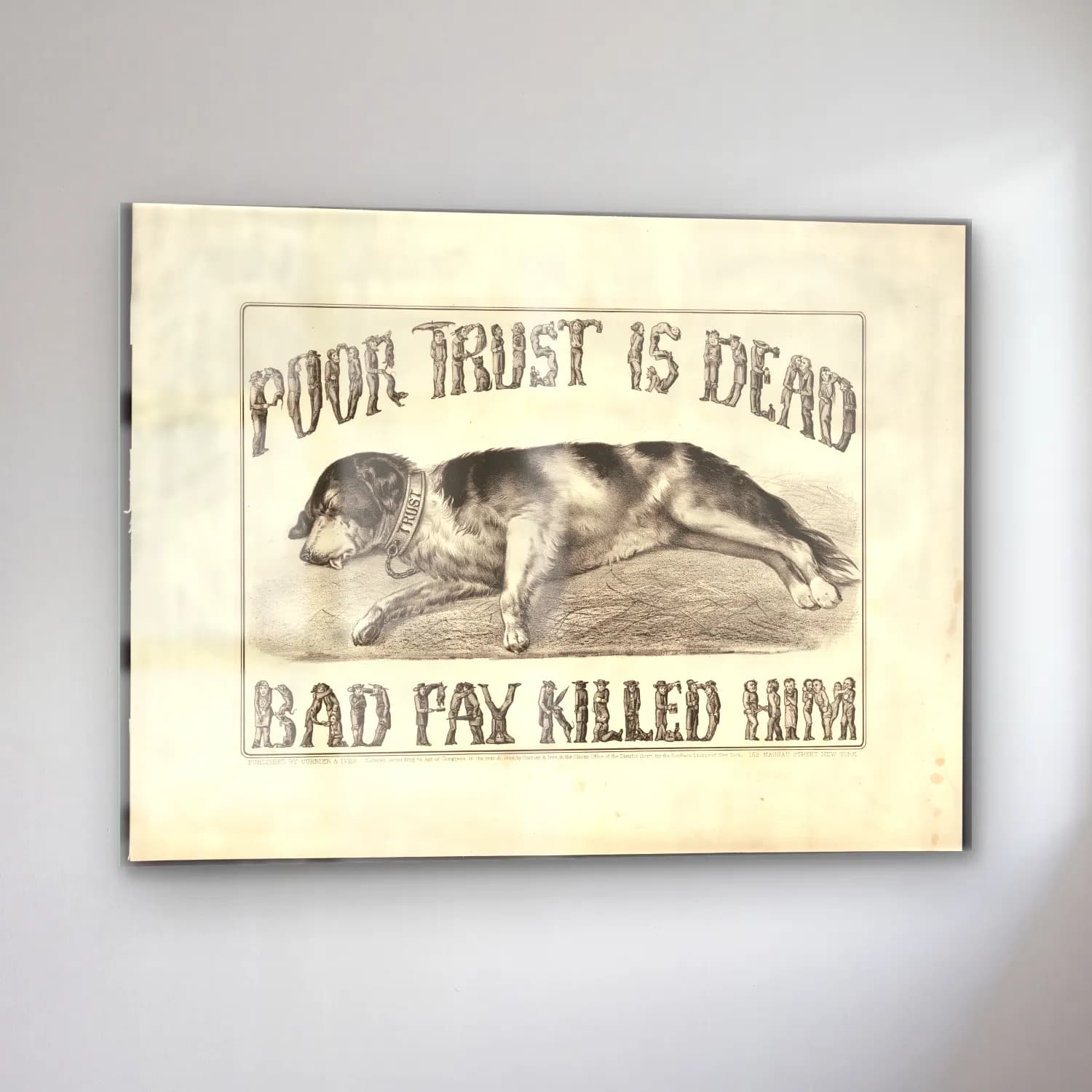 Vintage Poster Köpek No. 8 cam tablo — sol açıdan görünüm