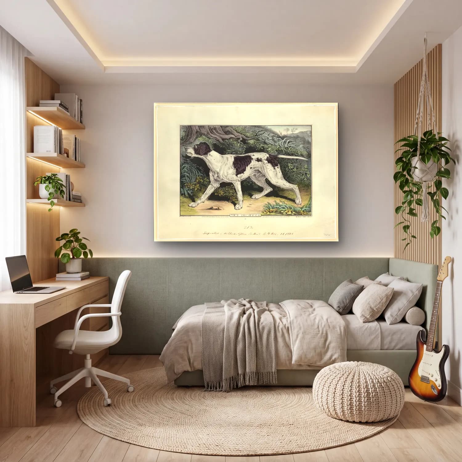 Vintage Köpek No. 24 cam tablo — genç odasında