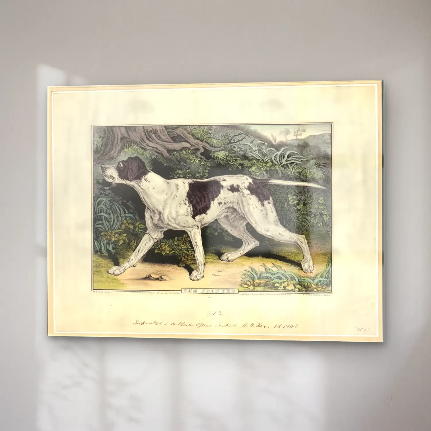 Vintage Köpek No. 24 cam tablo — sağ açıdan görünüm