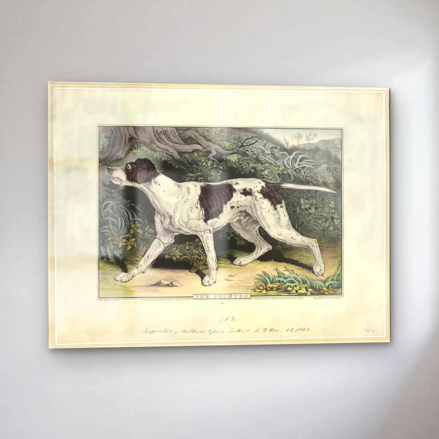 Vintage Köpek No. 24 cam tablo — sol açıdan görünüm