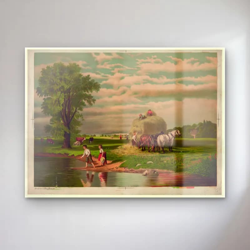 Vintage Kırda Nehir – Kırmızı Tonlar cam tablo — Vintage Kırda Nehir – Kırmızı Tonlar — vintage kırda nehir