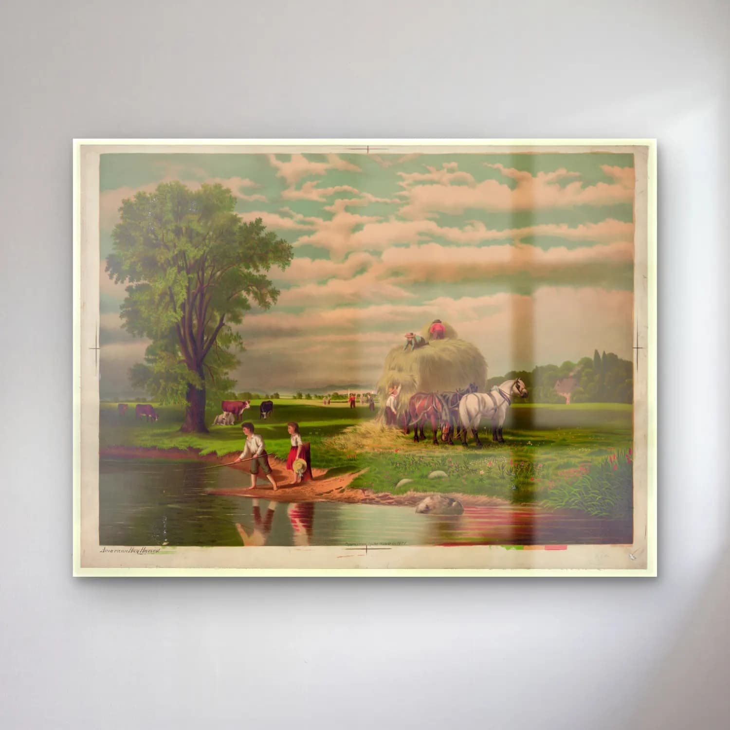 Vintage Kırda Nehir – Kırmızı Tonlar cam tablo — Vintage Kırda Nehir – Kırmızı Tonlar — vintage kırda nehir