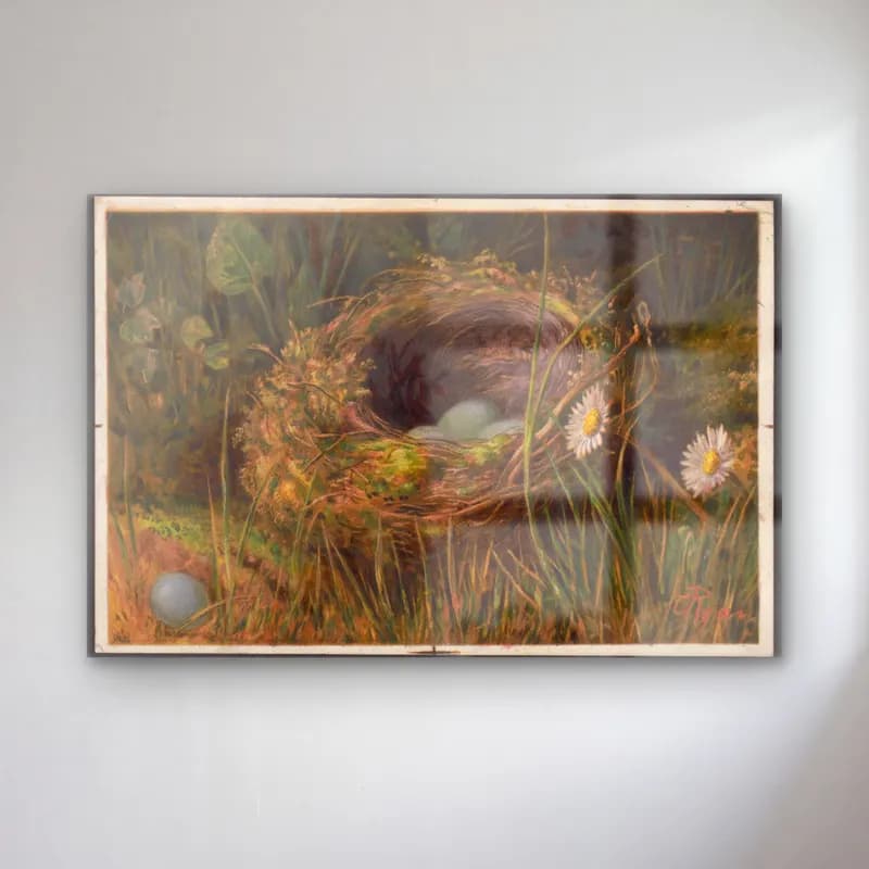 Vintage Sepette Mantarlar – Pastel Tonlar cam tablo — Vintage Sepette Mantarlar – Pastel Tonlar — vintage sepette mantarlar