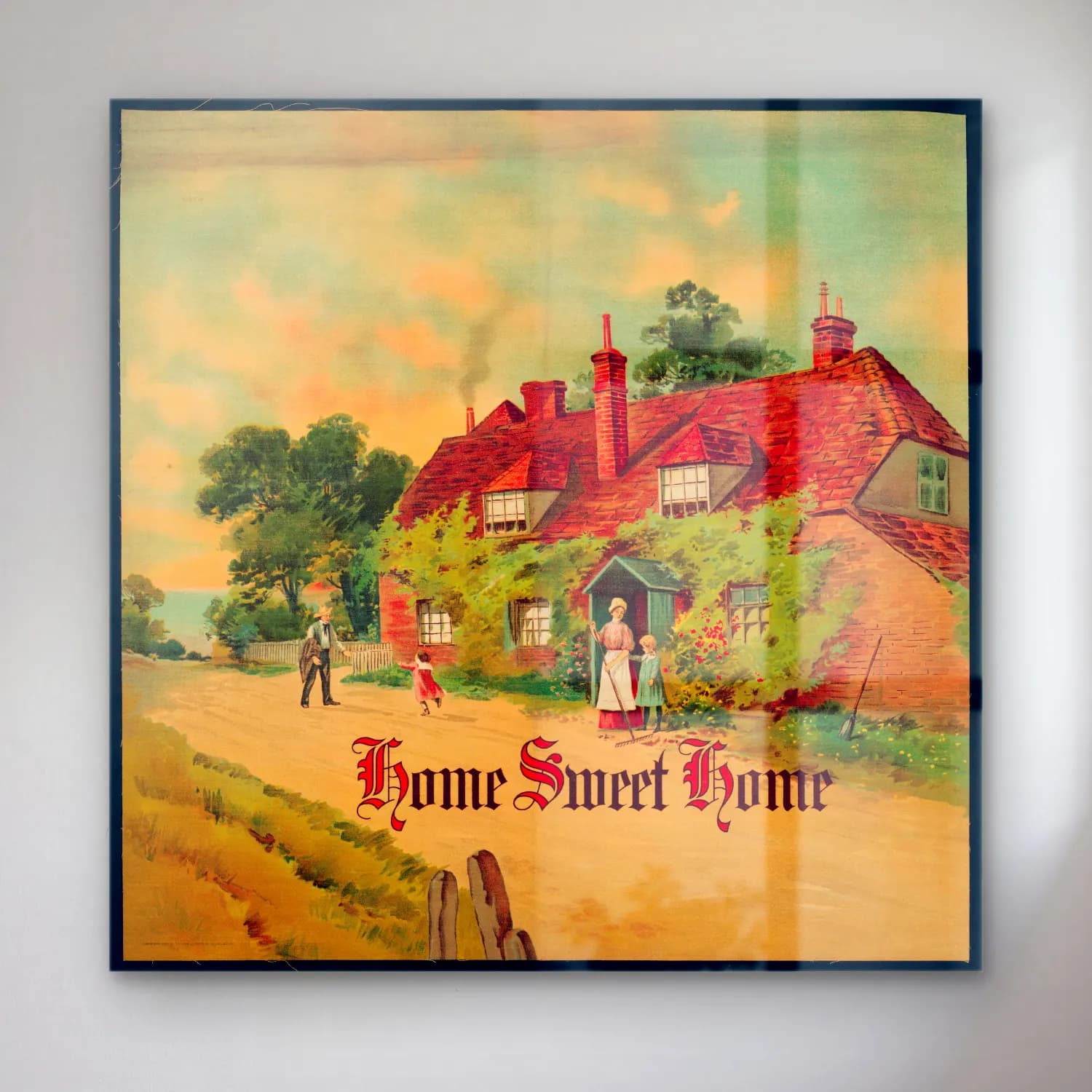 Vintage Poster Kır Evi cam tablo — Vintage Poster Kır Evi — vintage poster kır evi