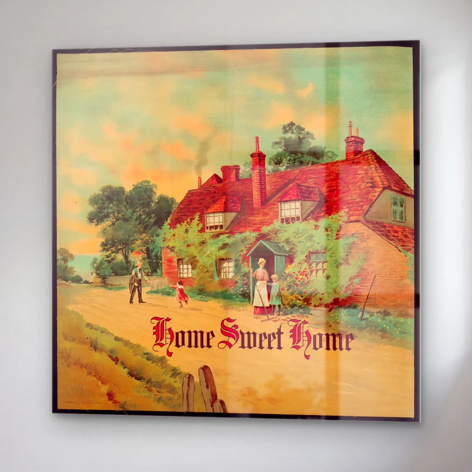 Vintage Poster Kır Evi cam tablo — sağ açıdan görünüm