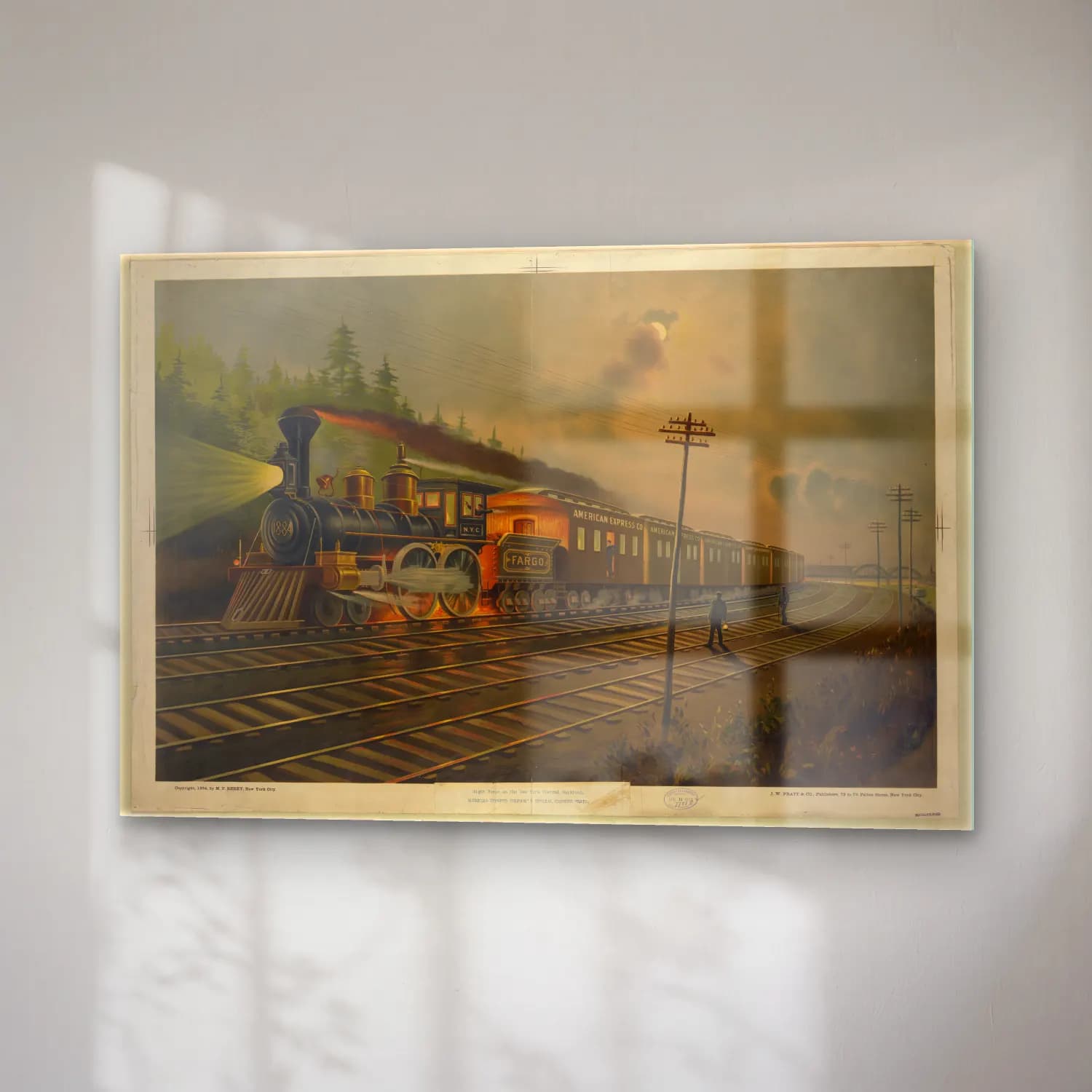 Vintage Tren – Siyah Beyaz Tonlar cam tablo — sağ açıdan görünüm