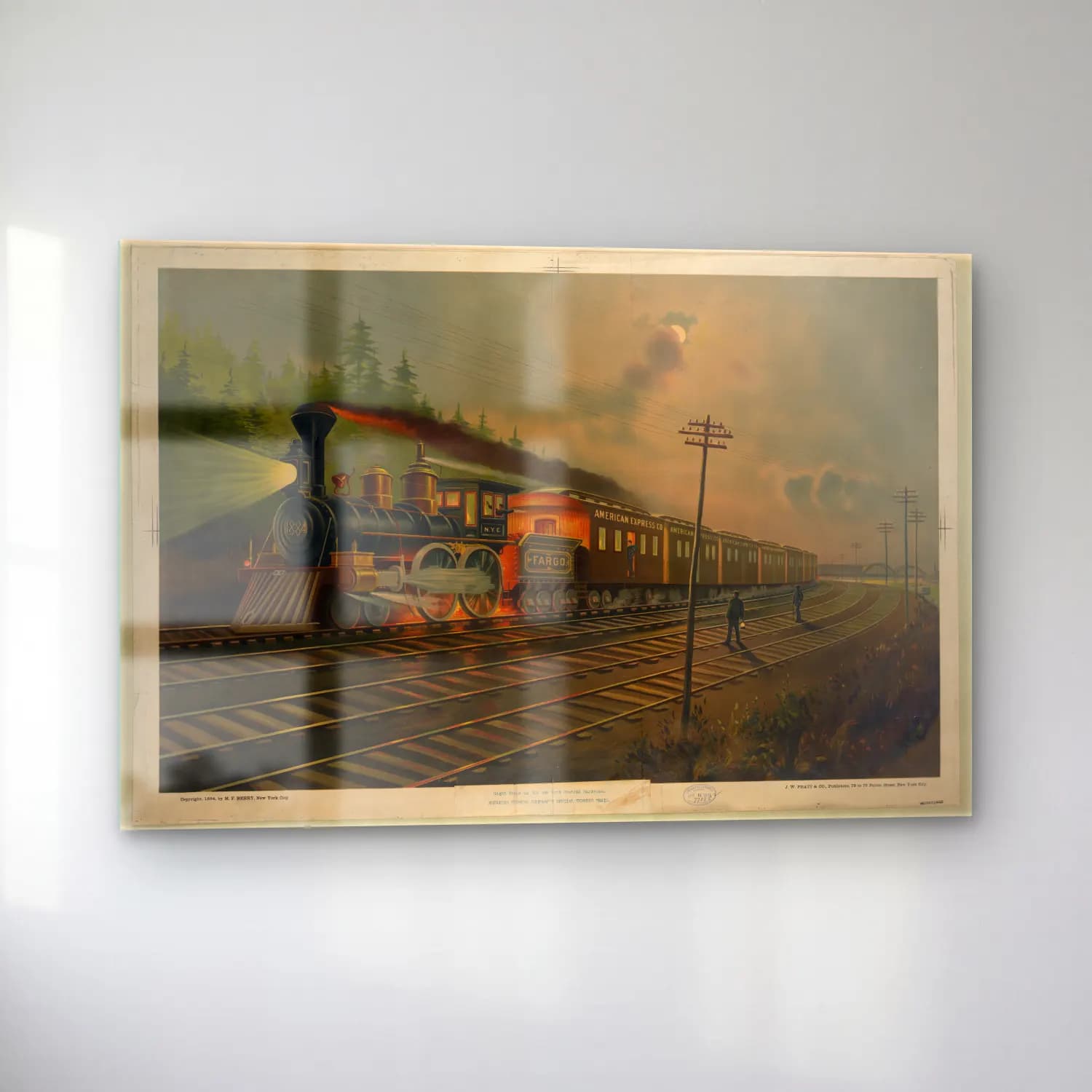 Vintage Tren – Siyah Beyaz Tonlar cam tablo — sol açıdan görünüm