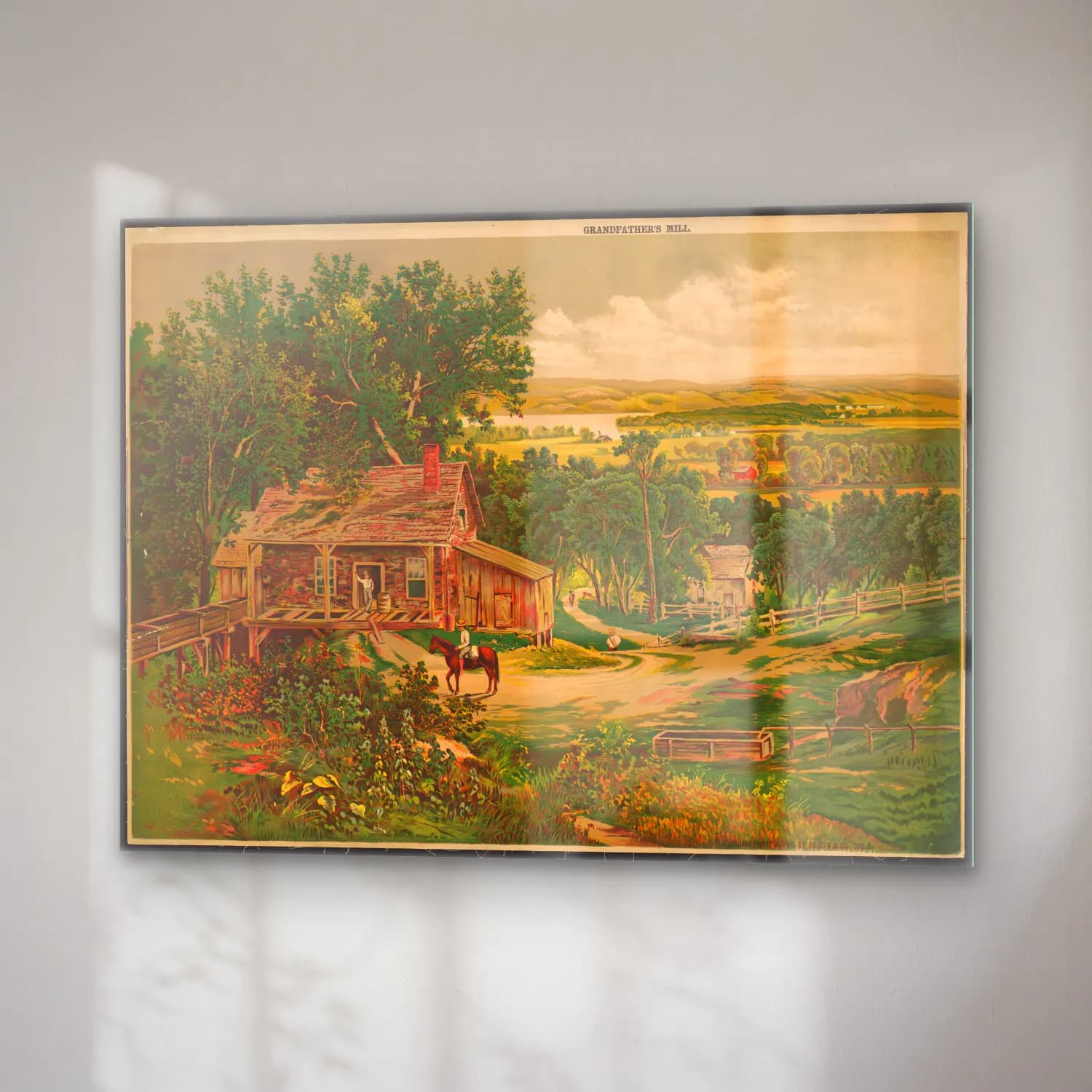 Vintage Kır Evi No. 33 cam tablo — sağ açıdan görünüm