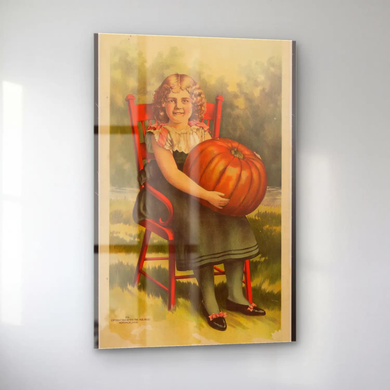 Vintage Poster Balkabakları – Turuncu Tonlar cam tablo — sol açıdan görünüm