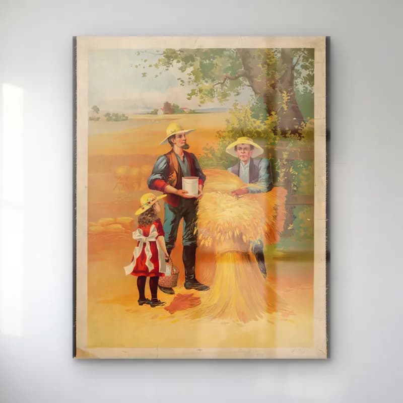 Vintage Buğday Tarlası cam tablo — Vintage Buğday Tarlası — vintage buğday tarlası