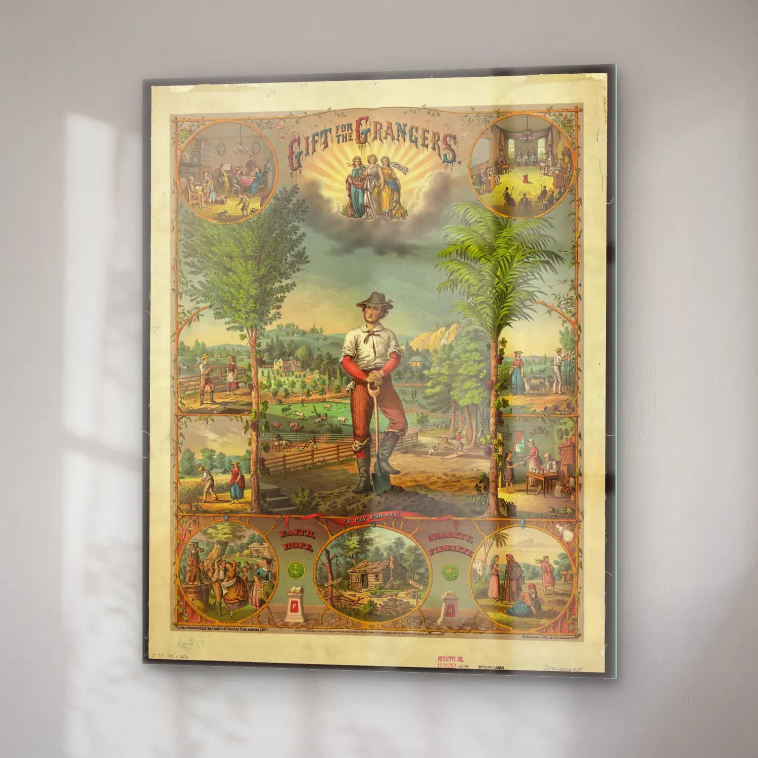 Vintage Poster Dini Sahne – Sarı Tonlar cam tablo — sağ açıdan görünüm