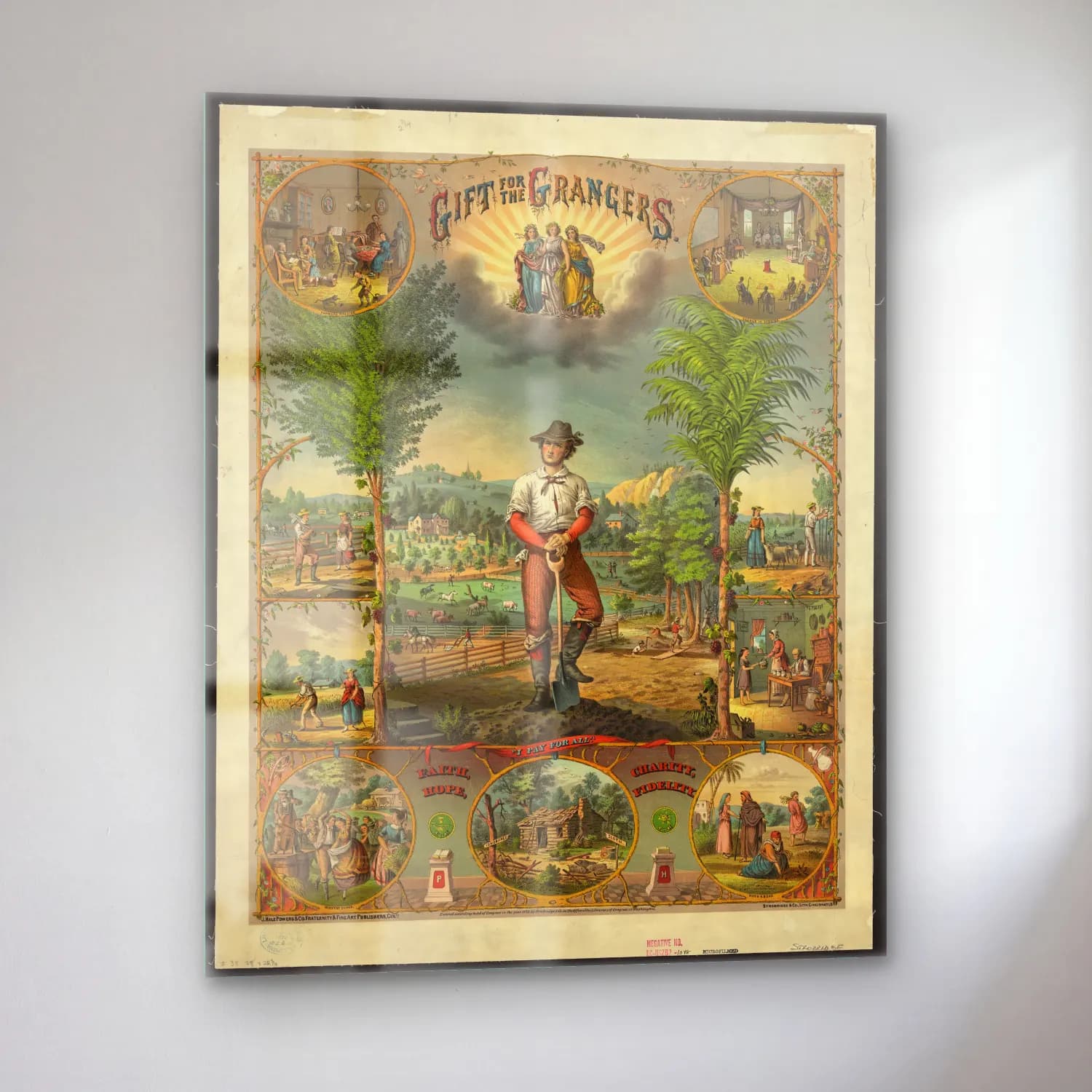 Vintage Poster Dini Sahne – Sarı Tonlar cam tablo — sol açıdan görünüm