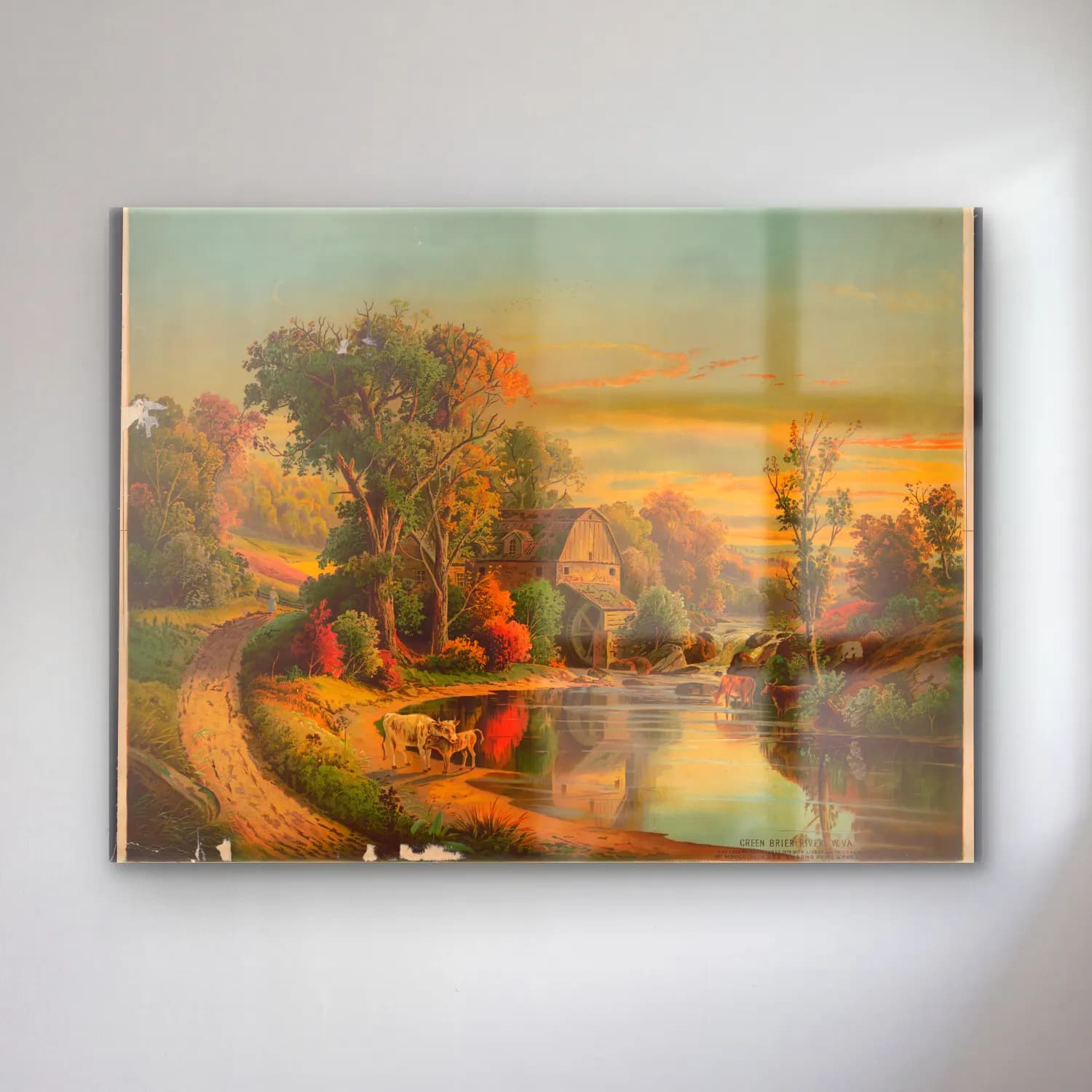 Vintage Kırda Nehir – Pembe Tonlar cam tablo — Vintage Kırda Nehir – Pembe Tonlar — vintage kırda nehir