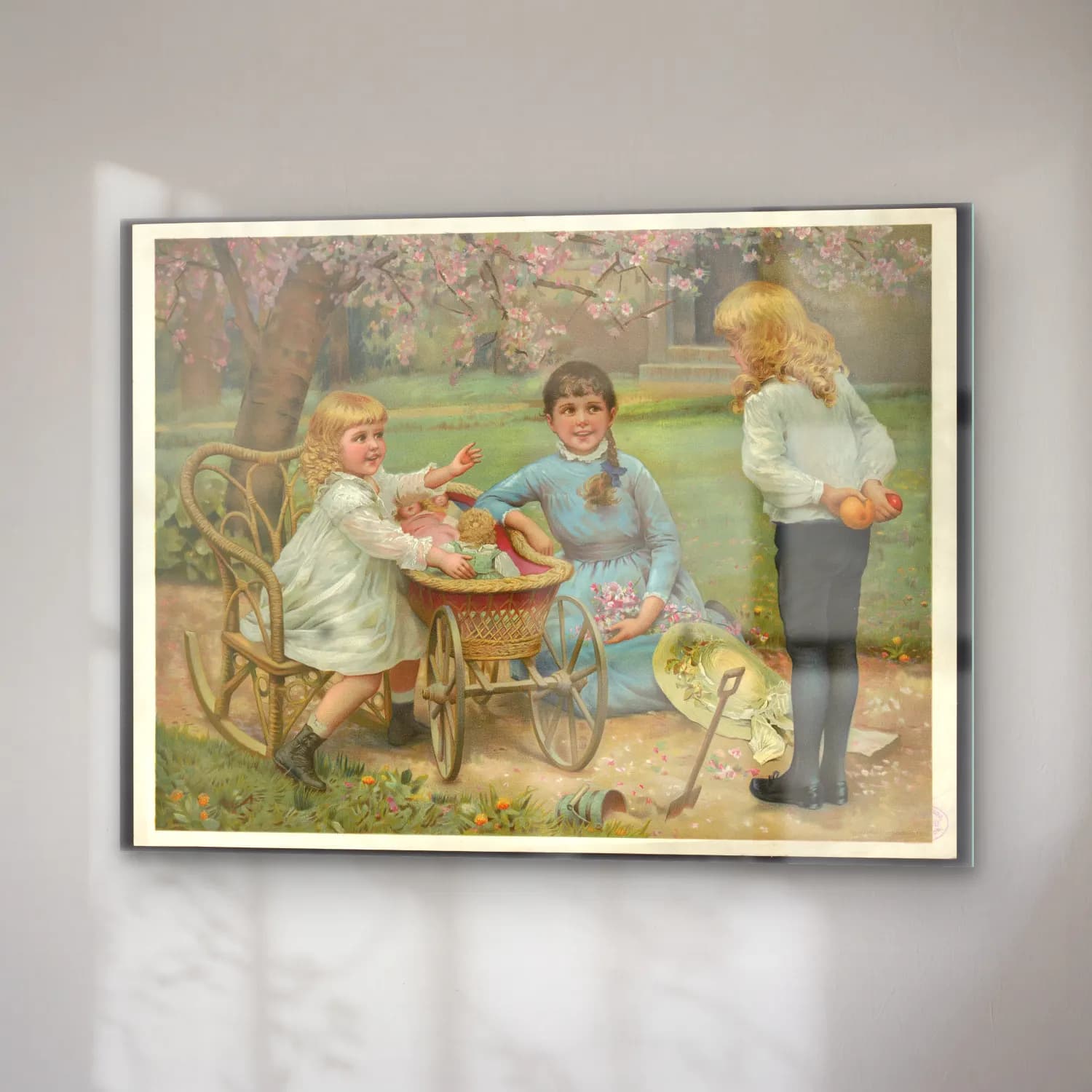Vintage Çiçek Pazarı – Pastel Tonlar cam tablo — sağ açıdan görünüm