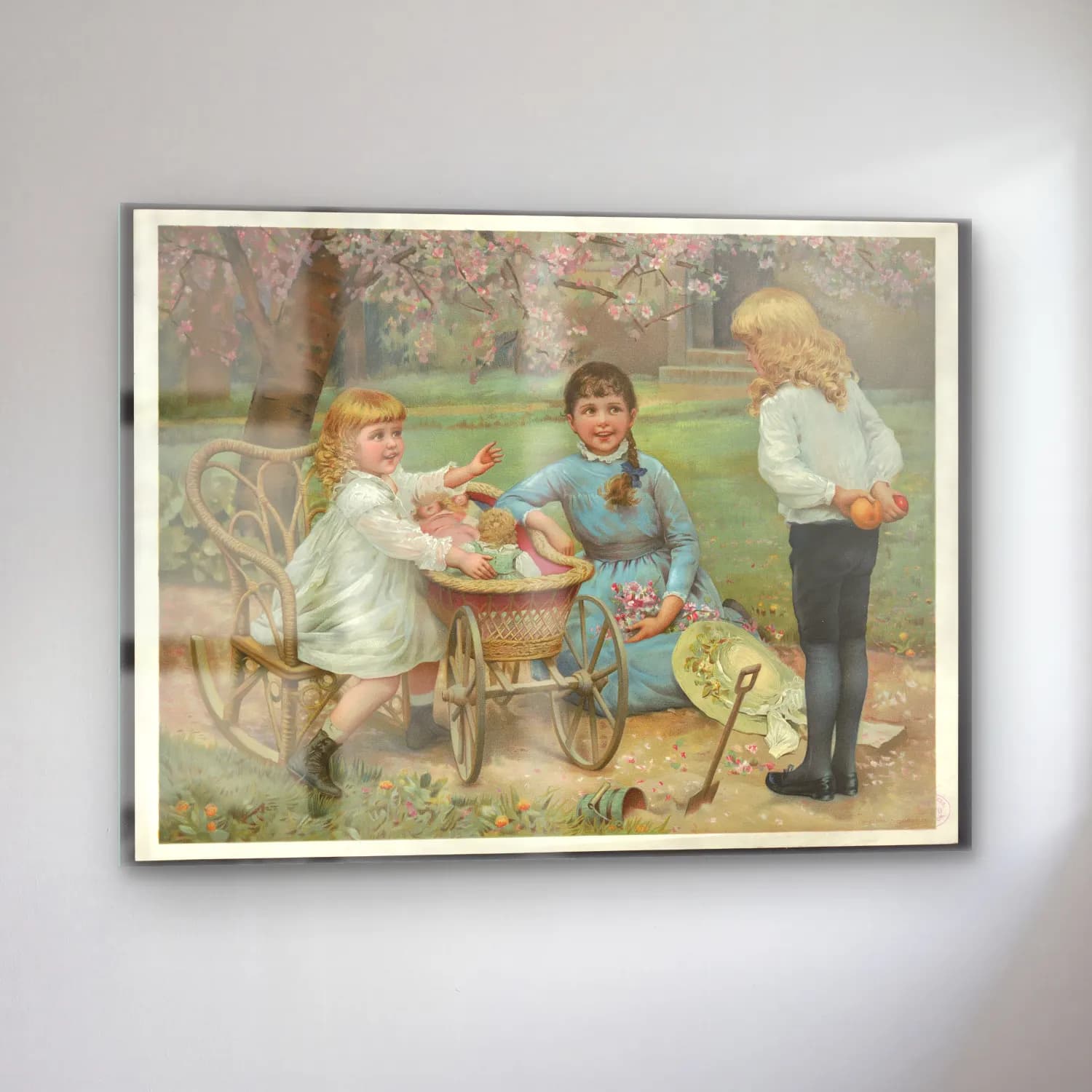 Vintage Çiçek Pazarı – Pastel Tonlar cam tablo — sol açıdan görünüm