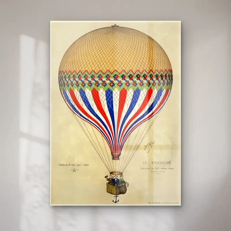 Vintage Poster Sıcak Hava Balonu – Bej Tonlar cam tablo — Vintage Poster Sıcak Hava Balonu – Bej Tonlar — vintage poster sıcak hava balonu