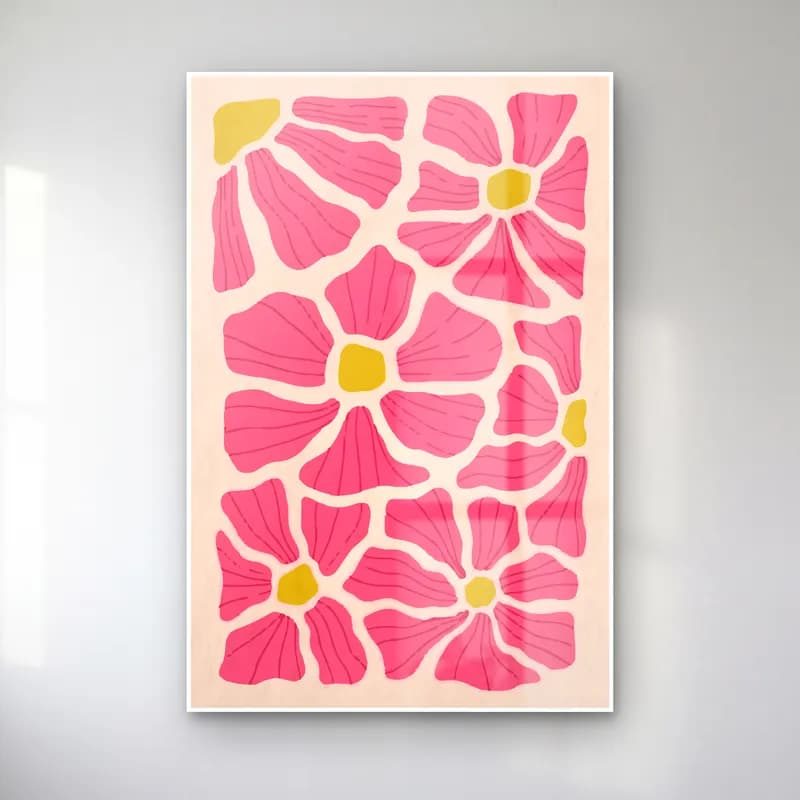 Retro Çiçek Deseni No. 6 cam tablo — Retro Çiçek Deseni No. 6 — retro çiçek deseni