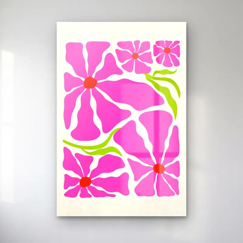 Retro Çiçek Deseni No. 10 cam tablo — Retro Çiçek Deseni No. 10 — retro çiçek deseni