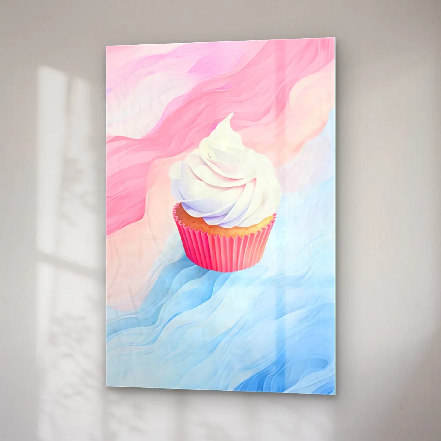 Pastel Dondurma cam tablo — sağ açıdan görünüm