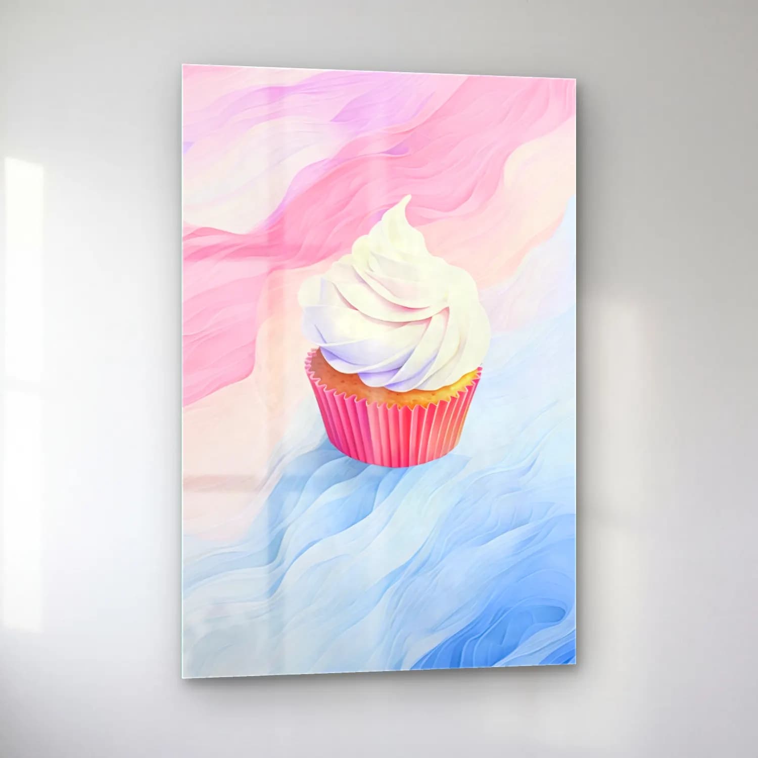 Pastel Dondurma cam tablo — sol açıdan görünüm