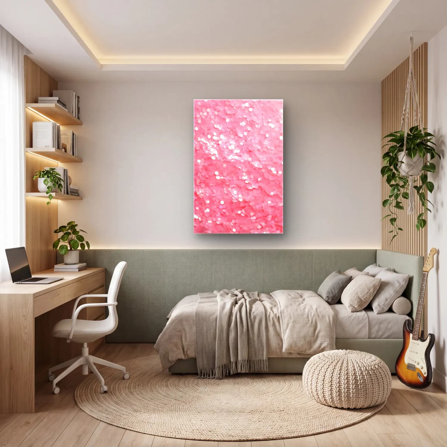 Pastel Pembe Şakayıklar cam tablo — genç odasında