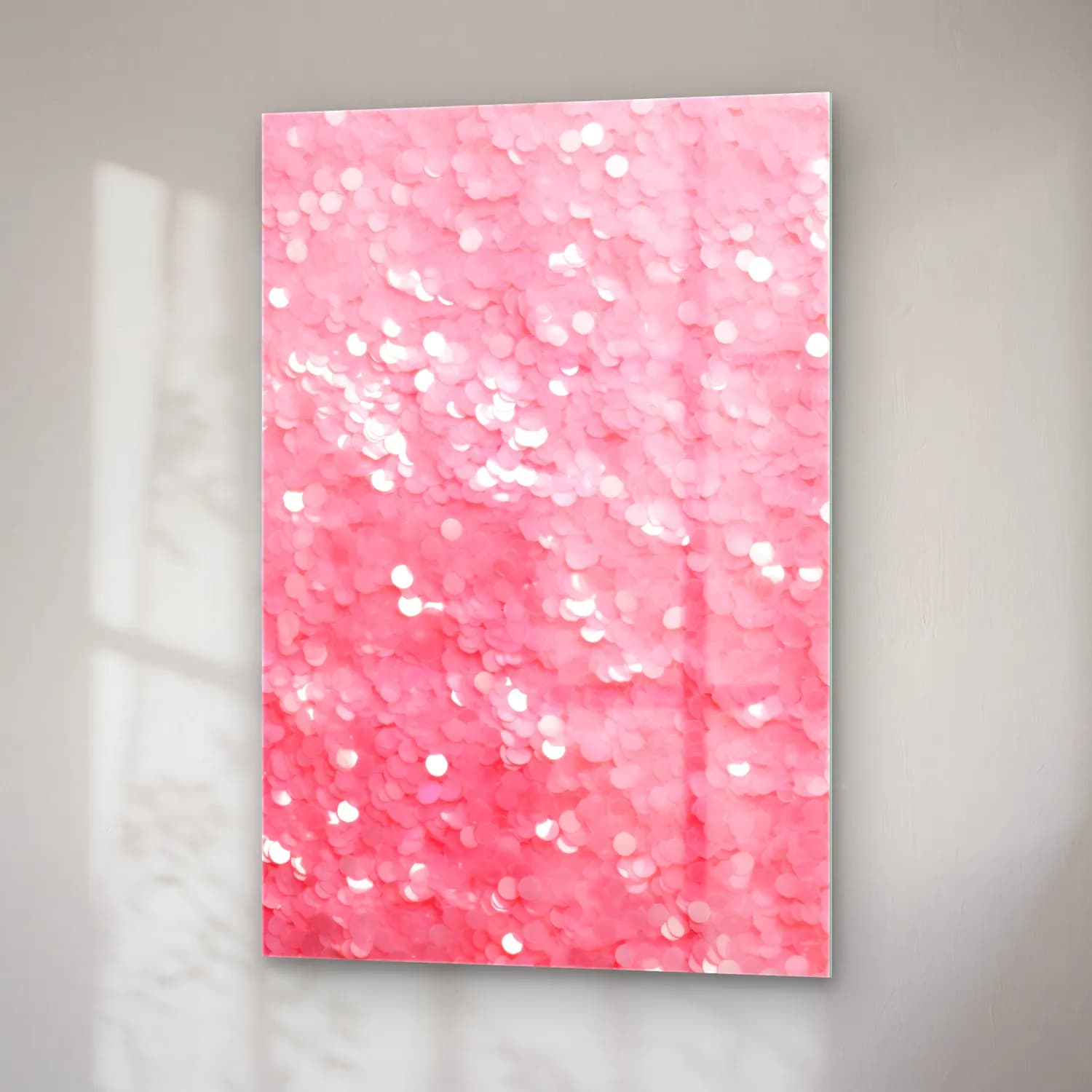 Pastel Pembe Şakayıklar cam tablo — sağ açıdan görünüm