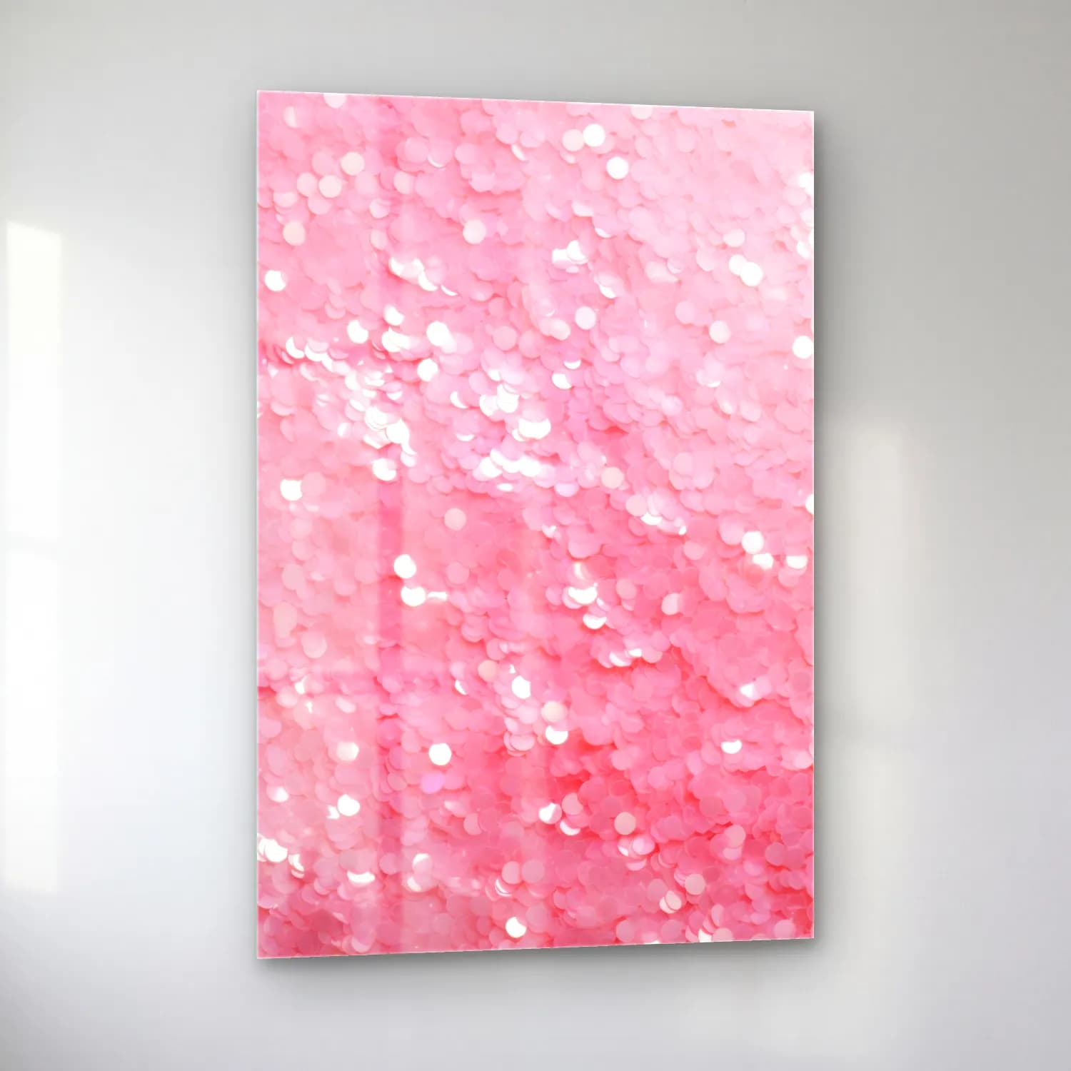 Pastel Pembe Şakayıklar cam tablo — sol açıdan görünüm