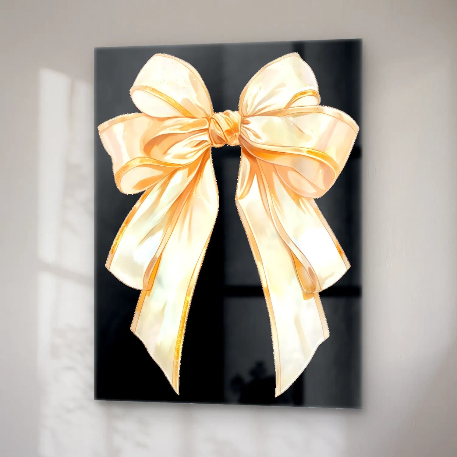 Pastel Fiyonk No. 4 cam tablo — sağ açıdan görünüm