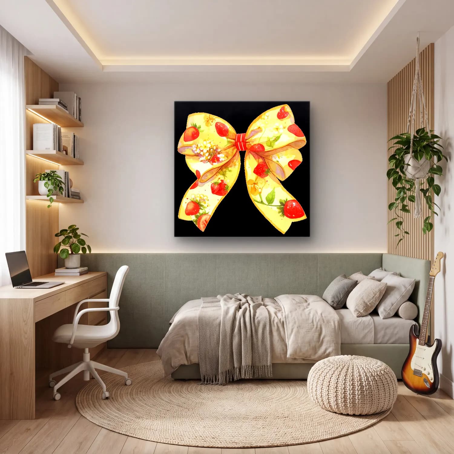 Botanik İllüstrasyon Fiyonk – Pastel Tonlar cam tablo — genç odasında