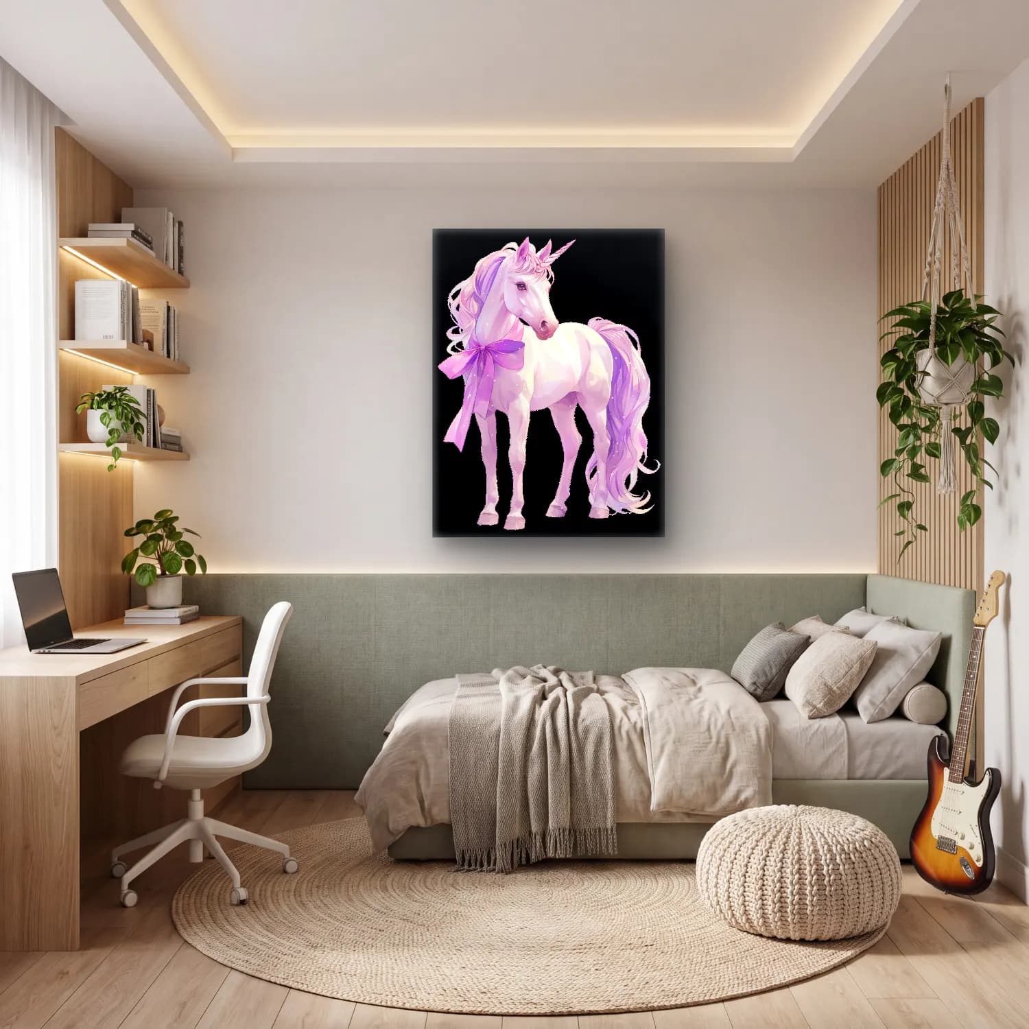 Pastel At cam tablo — genç odasında