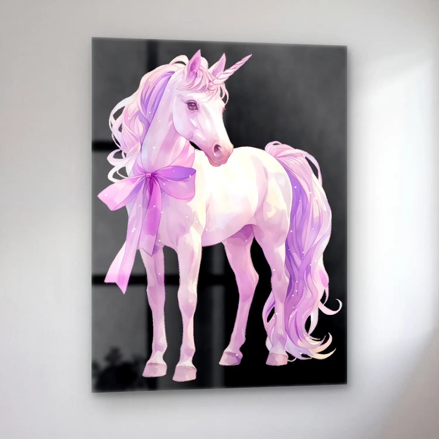 Pastel At cam tablo — sol açıdan görünüm
