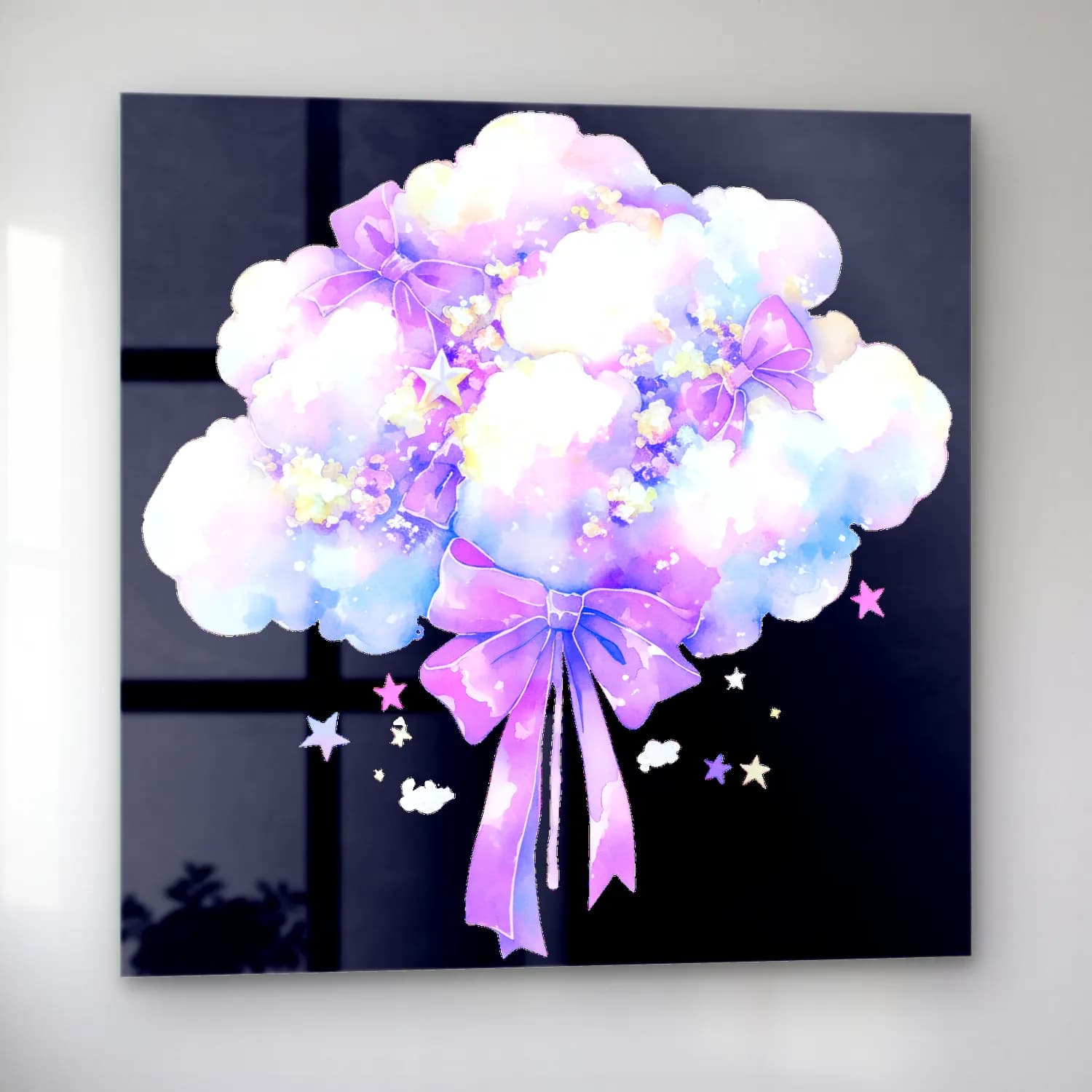 Pastel Ortancalar cam tablo — sol açıdan görünüm