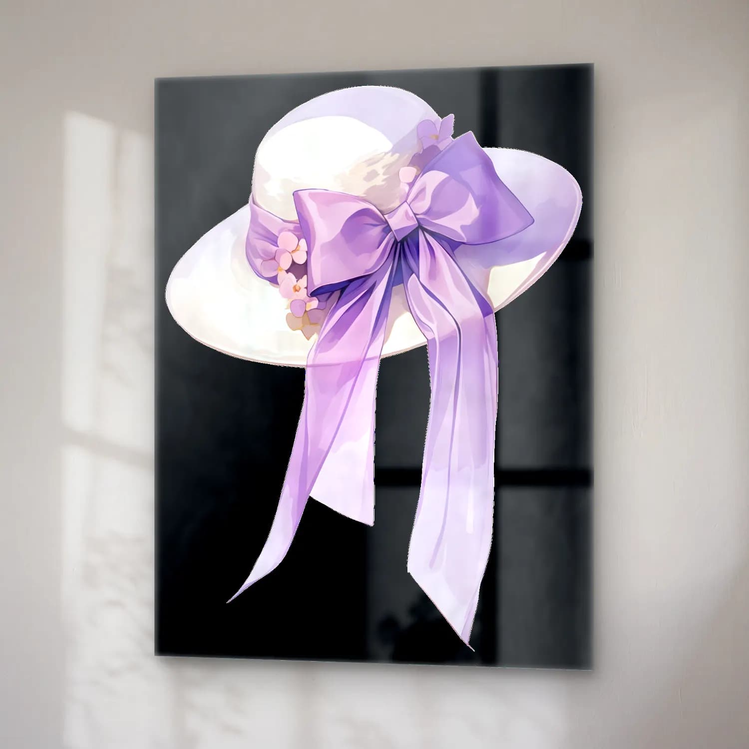 Pastel Fiyonk No. 30 cam tablo — sağ açıdan görünüm