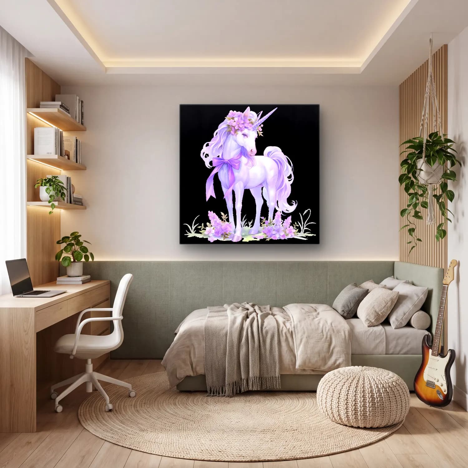 Pastel At – Mor Tonlar cam tablo — genç odasında