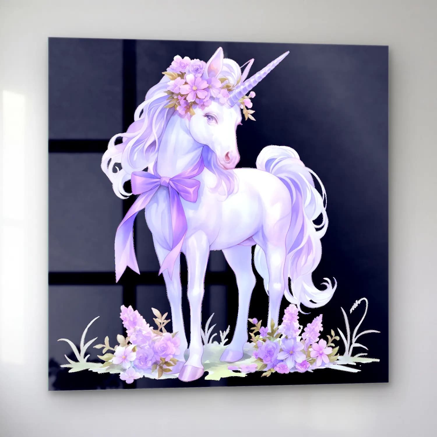 Pastel At – Mor Tonlar cam tablo — sol açıdan görünüm