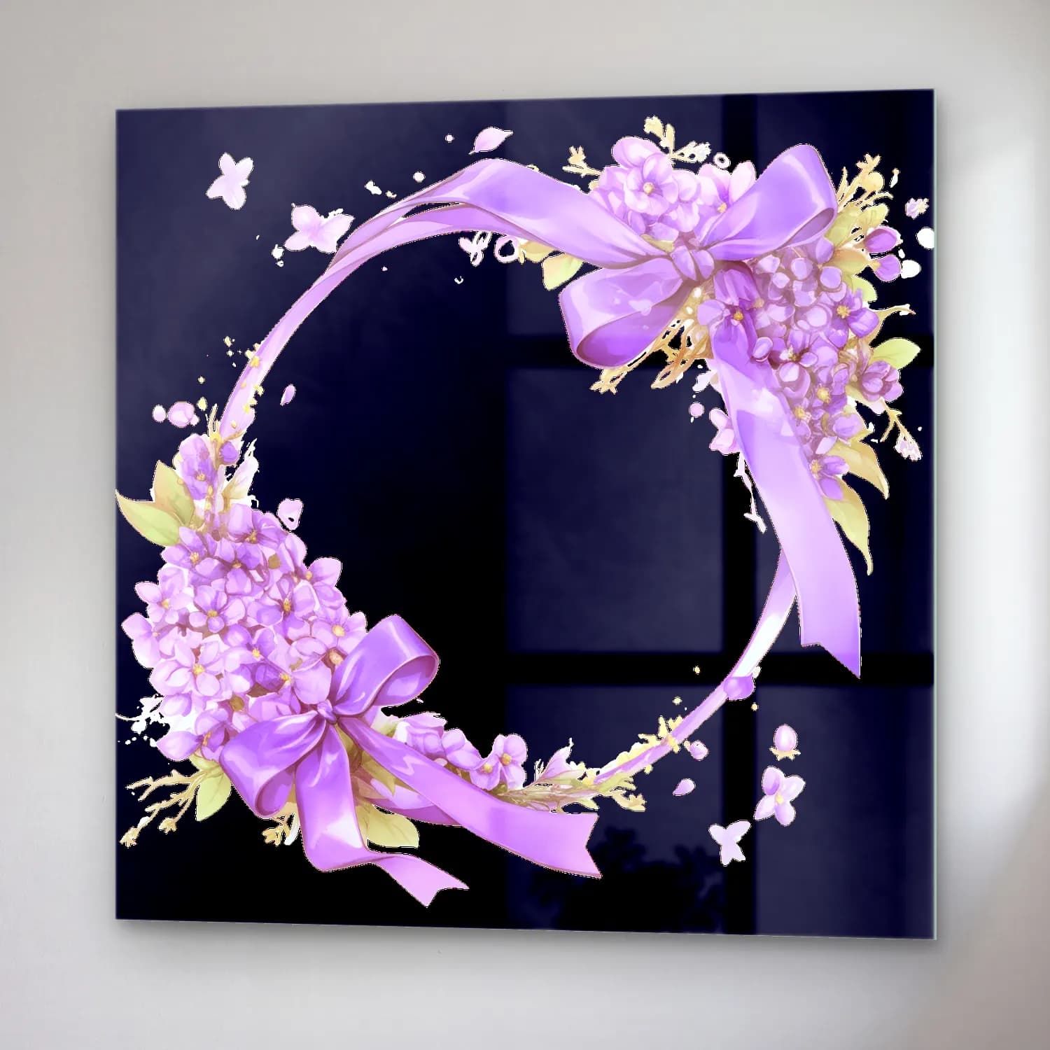 Pastel Çelenk No. 5 cam tablo — sağ açıdan görünüm