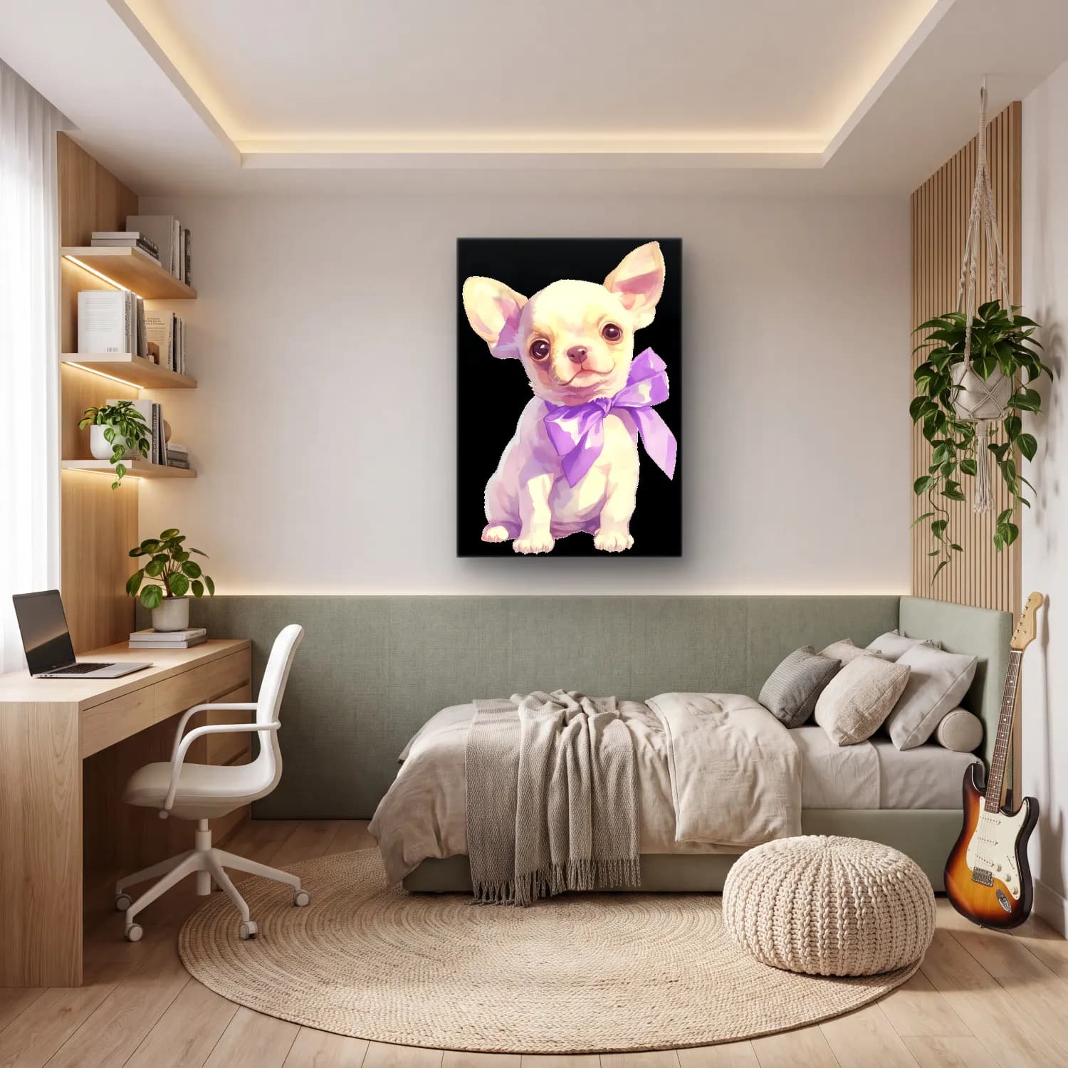 Sevimli İllüstrasyon Köpek No. 11 cam tablo — genç odasında