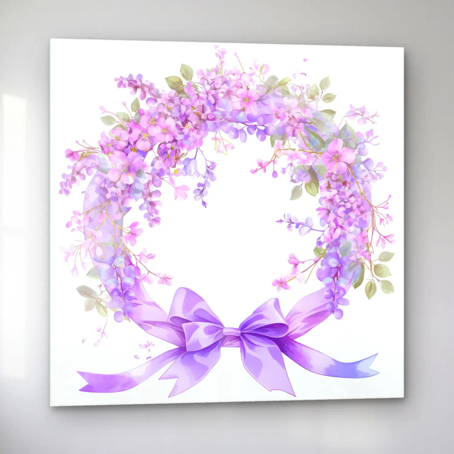 Pastel Çelenk No. 6 cam tablo — sol açıdan görünüm