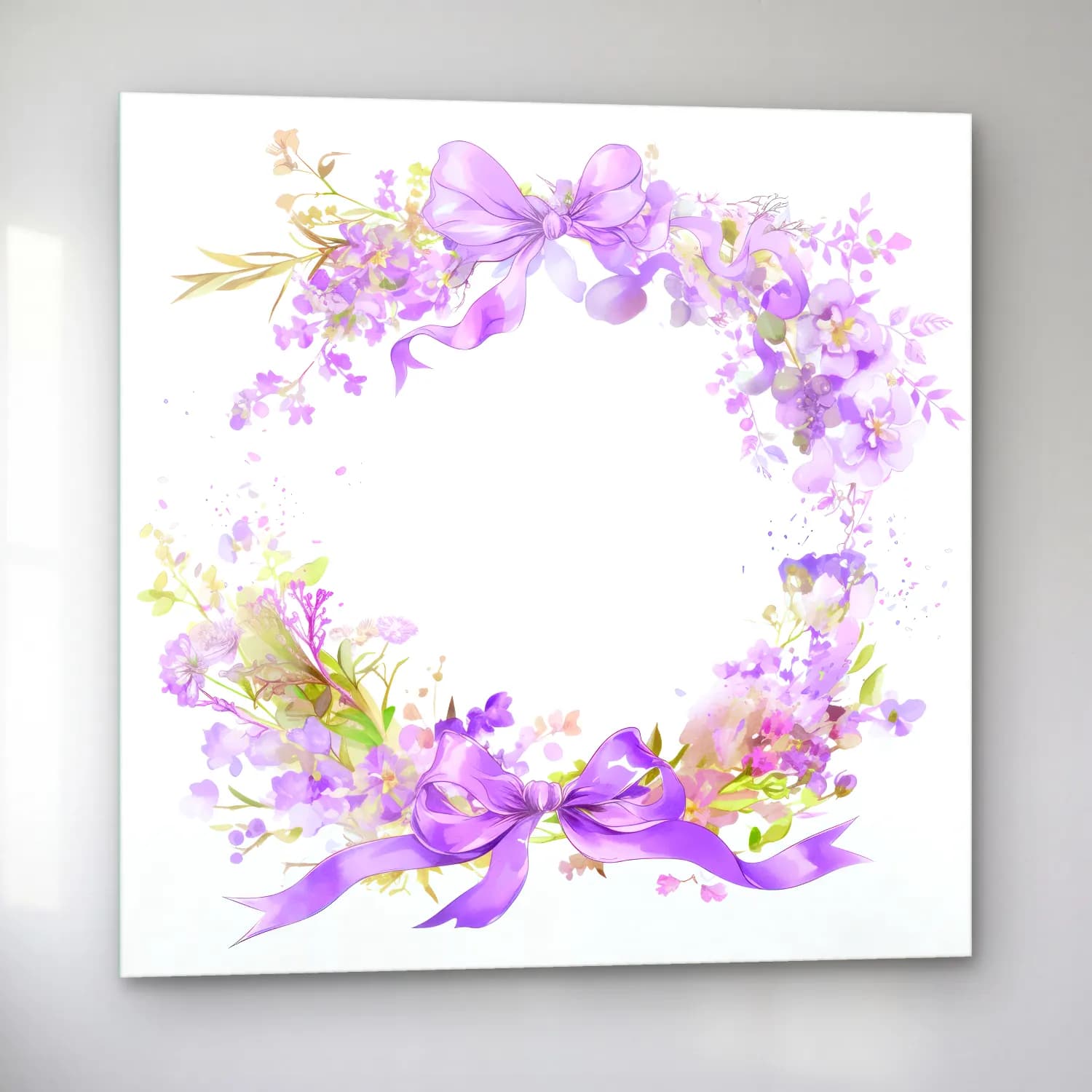 Pastel Çelenk No. 7 cam tablo — sol açıdan görünüm
