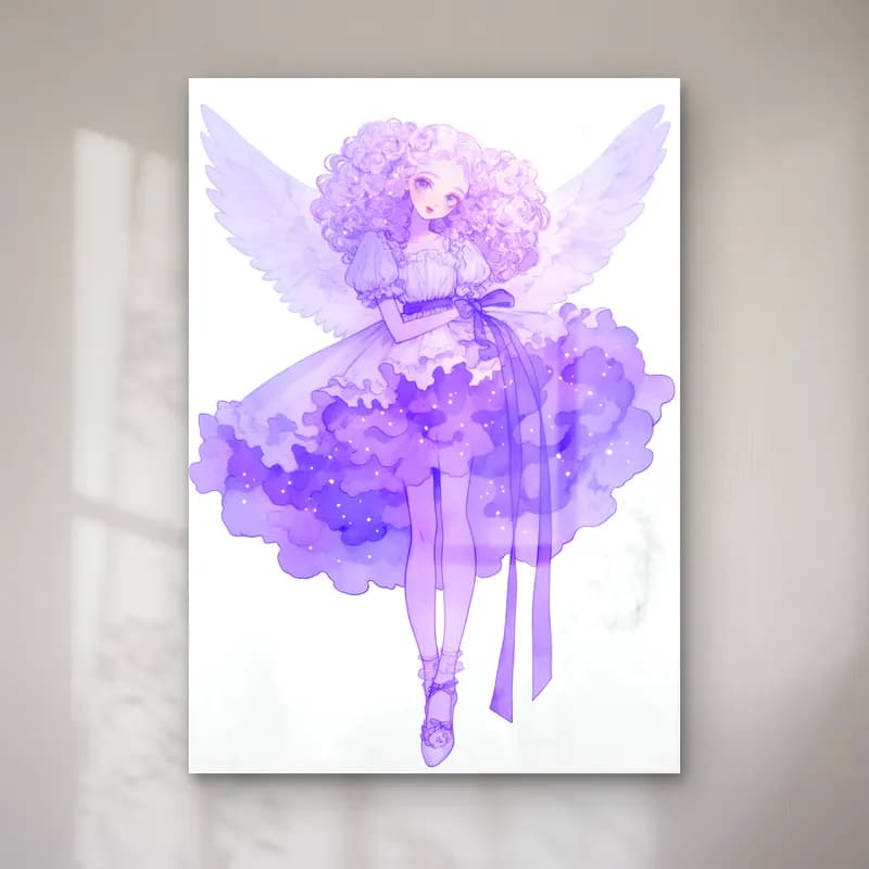 Pastel Melek – Mor Tonlar cam tablo — Pastel Melek – Mor Tonlar — pastel melek