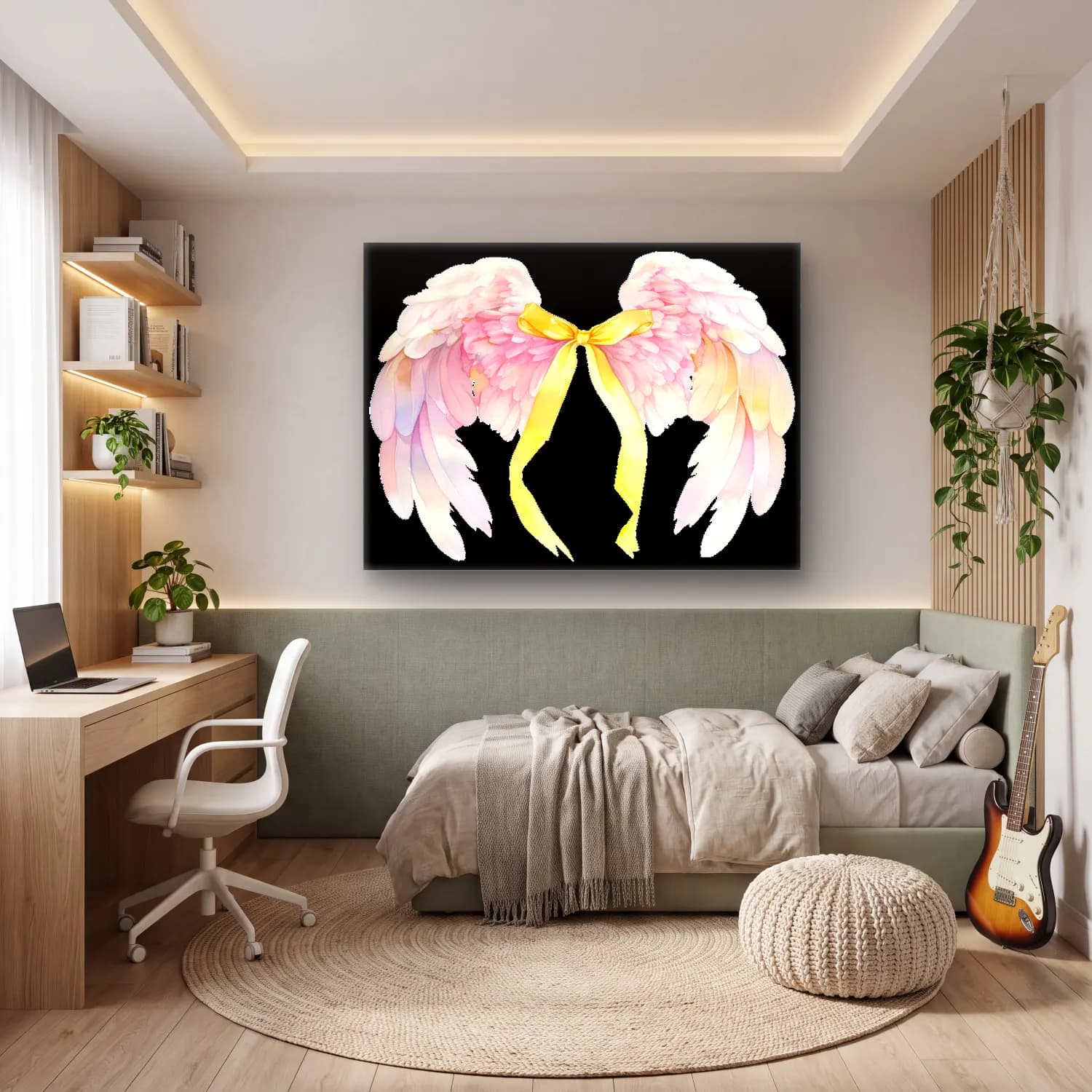 Pastel Melek – Pembe Tonlar cam tablo — genç odasında