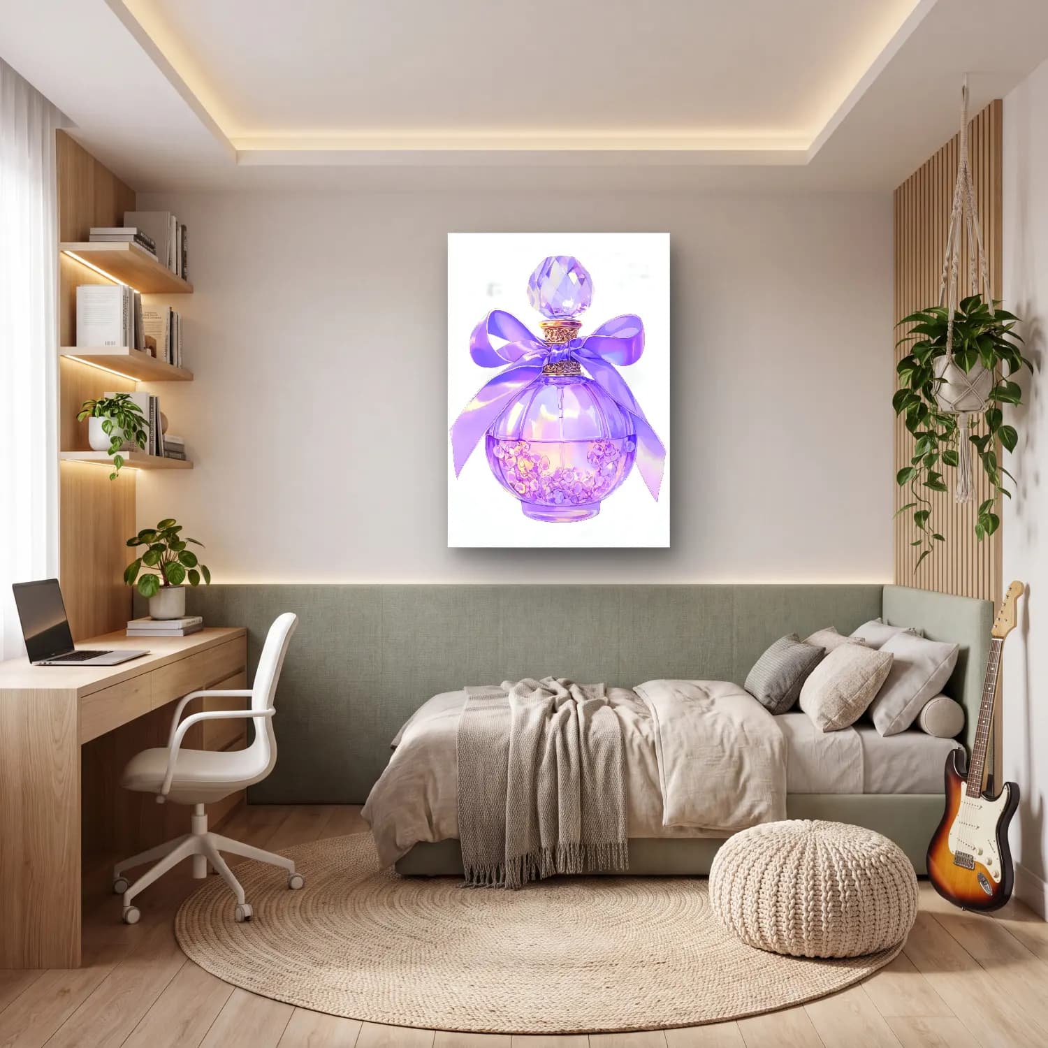 Pastel Parfüm Şişesi No. 4 cam tablo — genç odasında