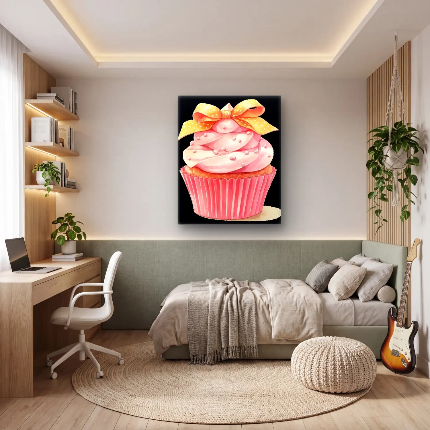 Sevimli İllüstrasyon Tatlılar – Pembe Tonlar cam tablo — genç odasında