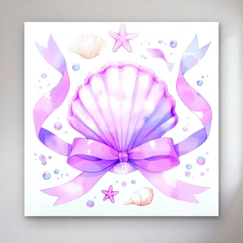 Pastel Deniz Kabukları – Mor Tonlar cam tablo — Pastel Deniz Kabukları – Mor Tonlar — pastel deniz kabukları