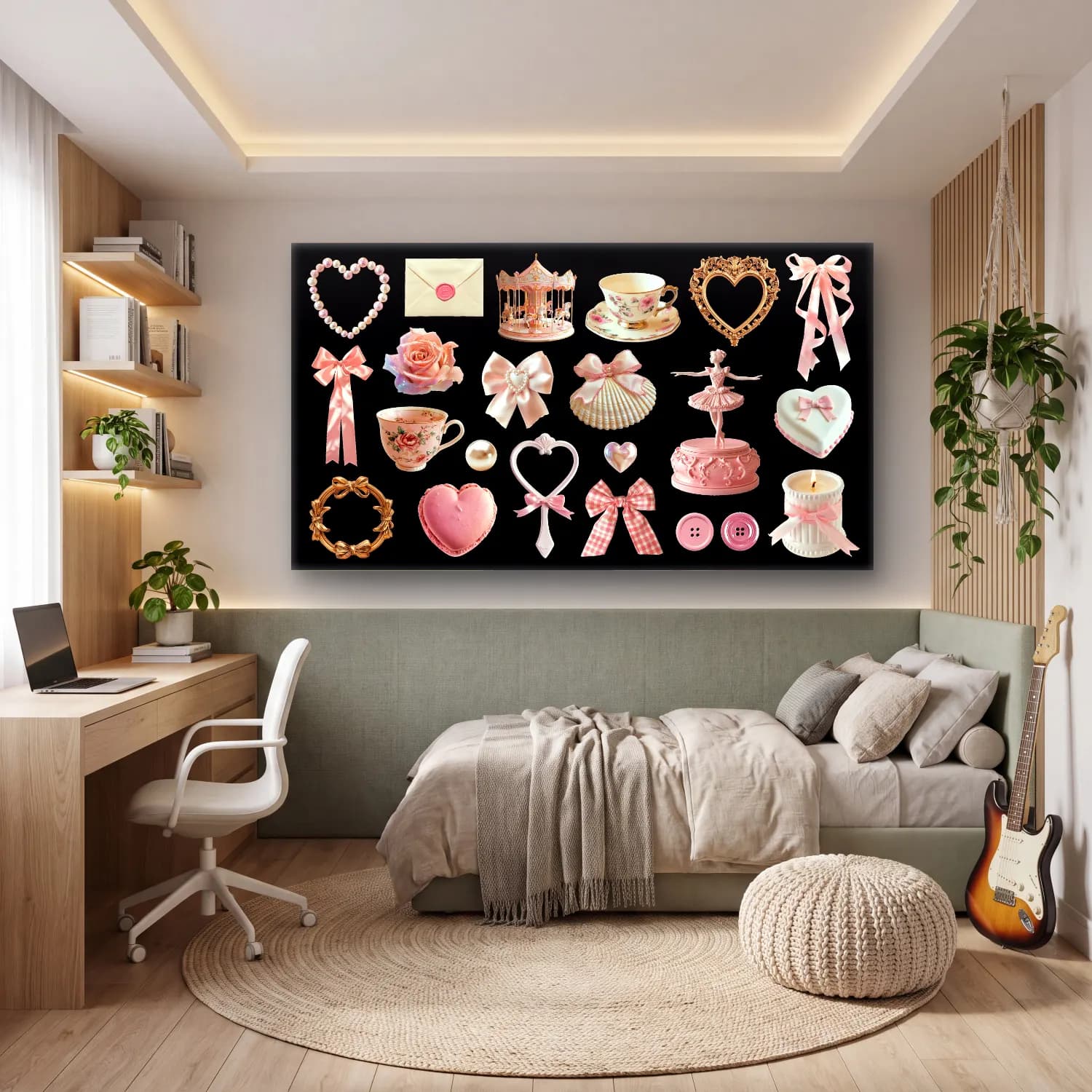 Pastel Tatlılar – Pembe Tonlar cam tablo — genç odasında