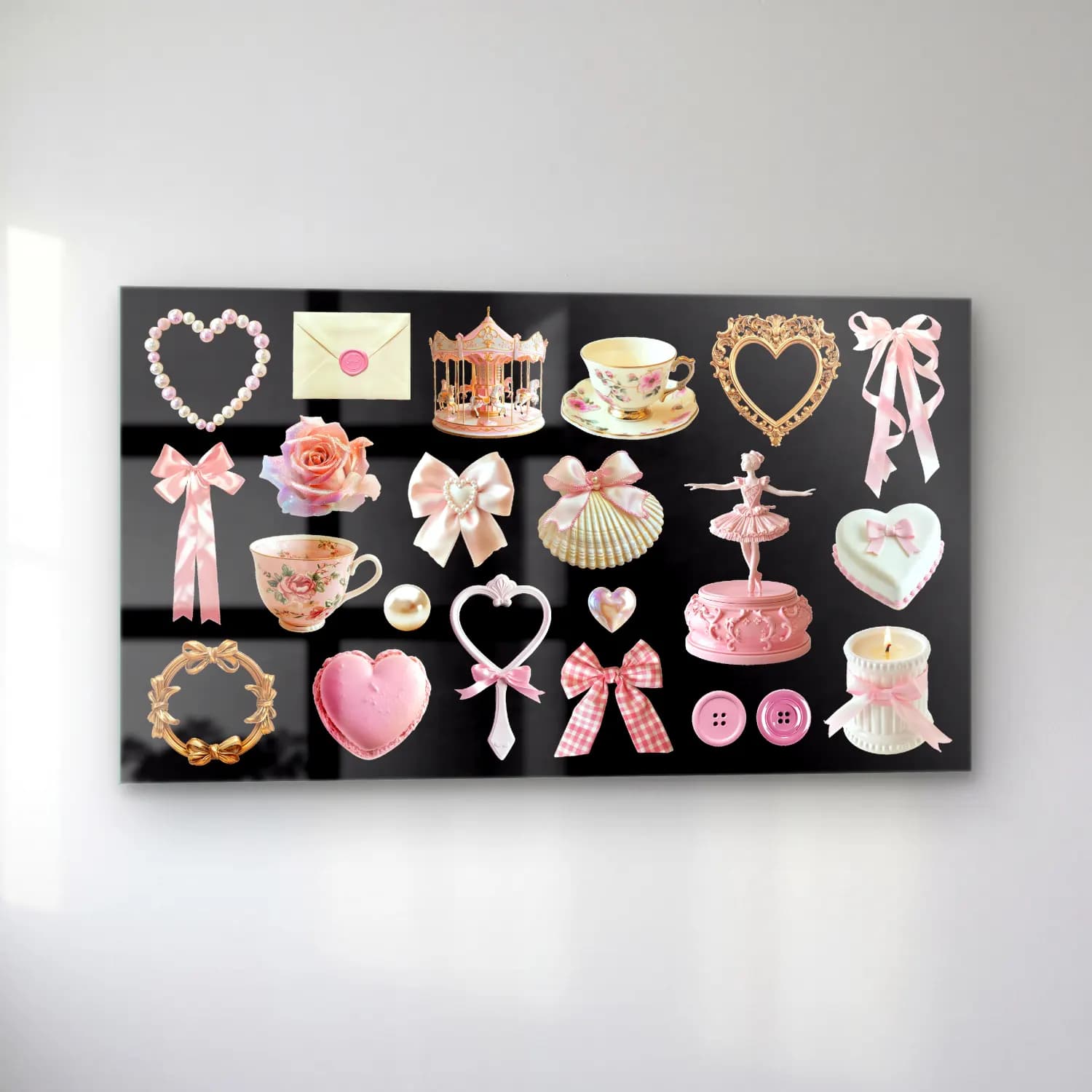 Pastel Tatlılar – Pembe Tonlar cam tablo — sol açıdan görünüm