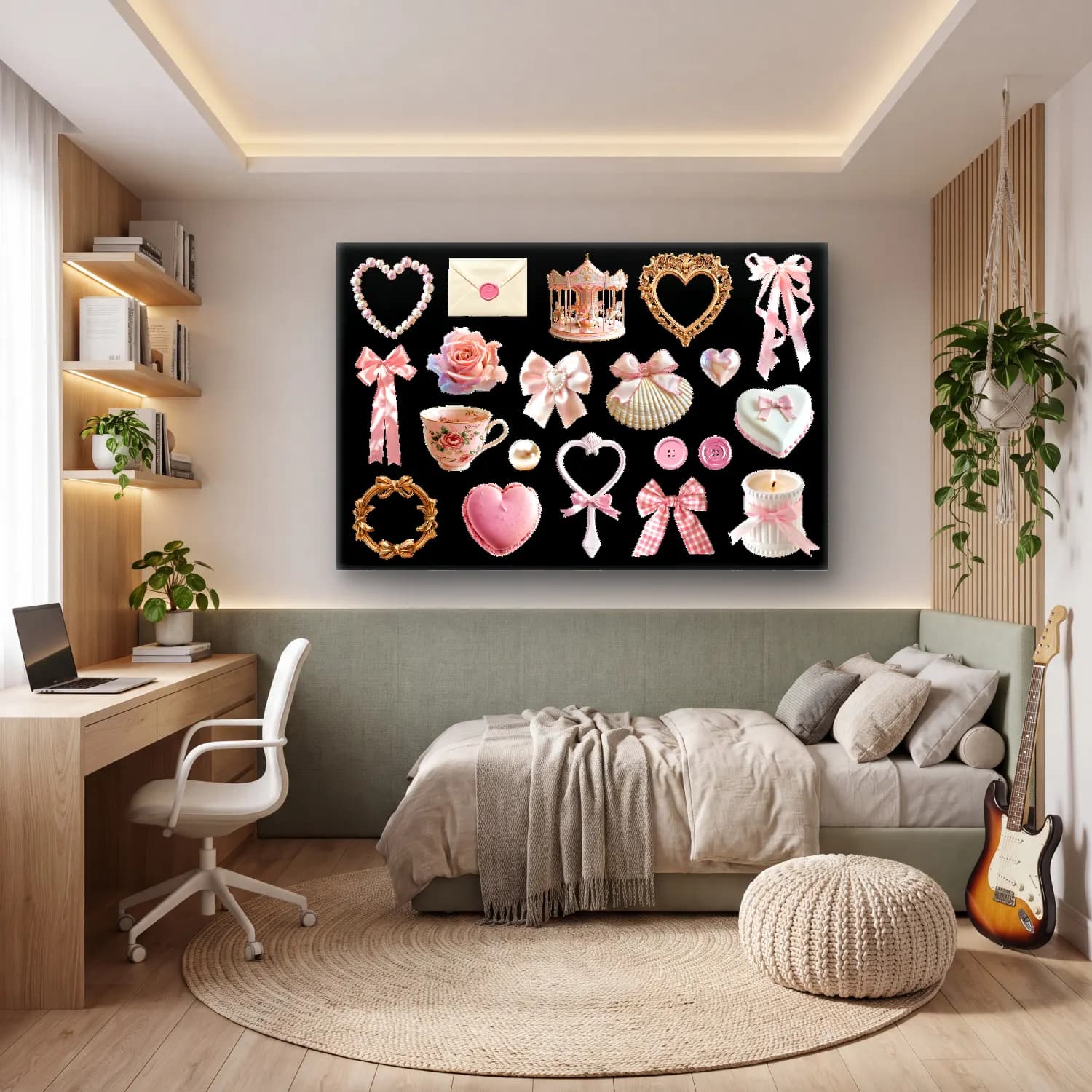 Pastel Hediye Paketleri cam tablo — genç odasında