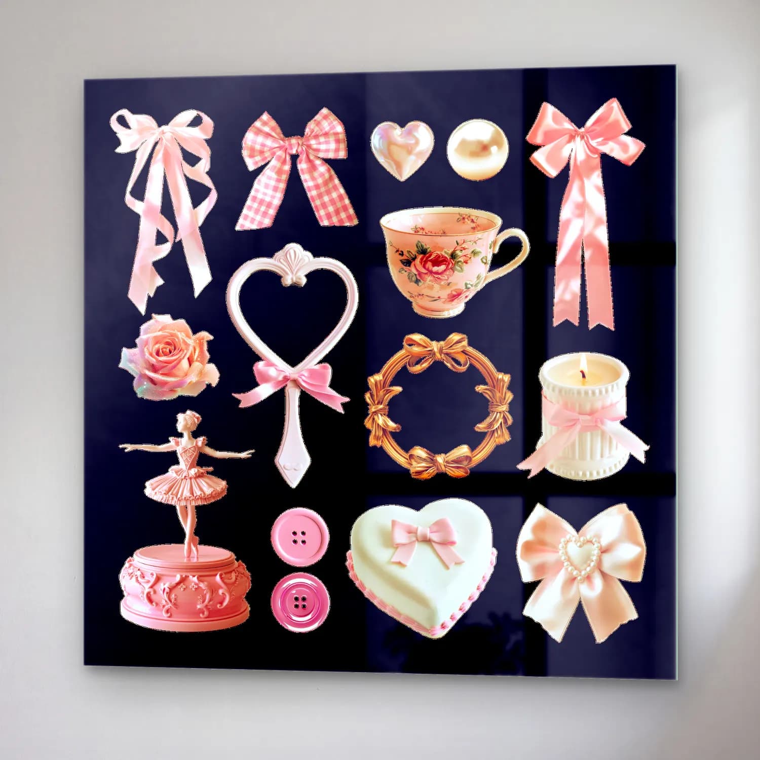 Pastel Fiyonk No. 42 cam tablo — sağ açıdan görünüm