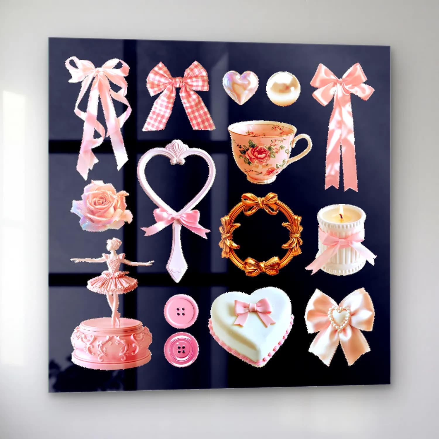 Pastel Fiyonk No. 42 cam tablo — sol açıdan görünüm